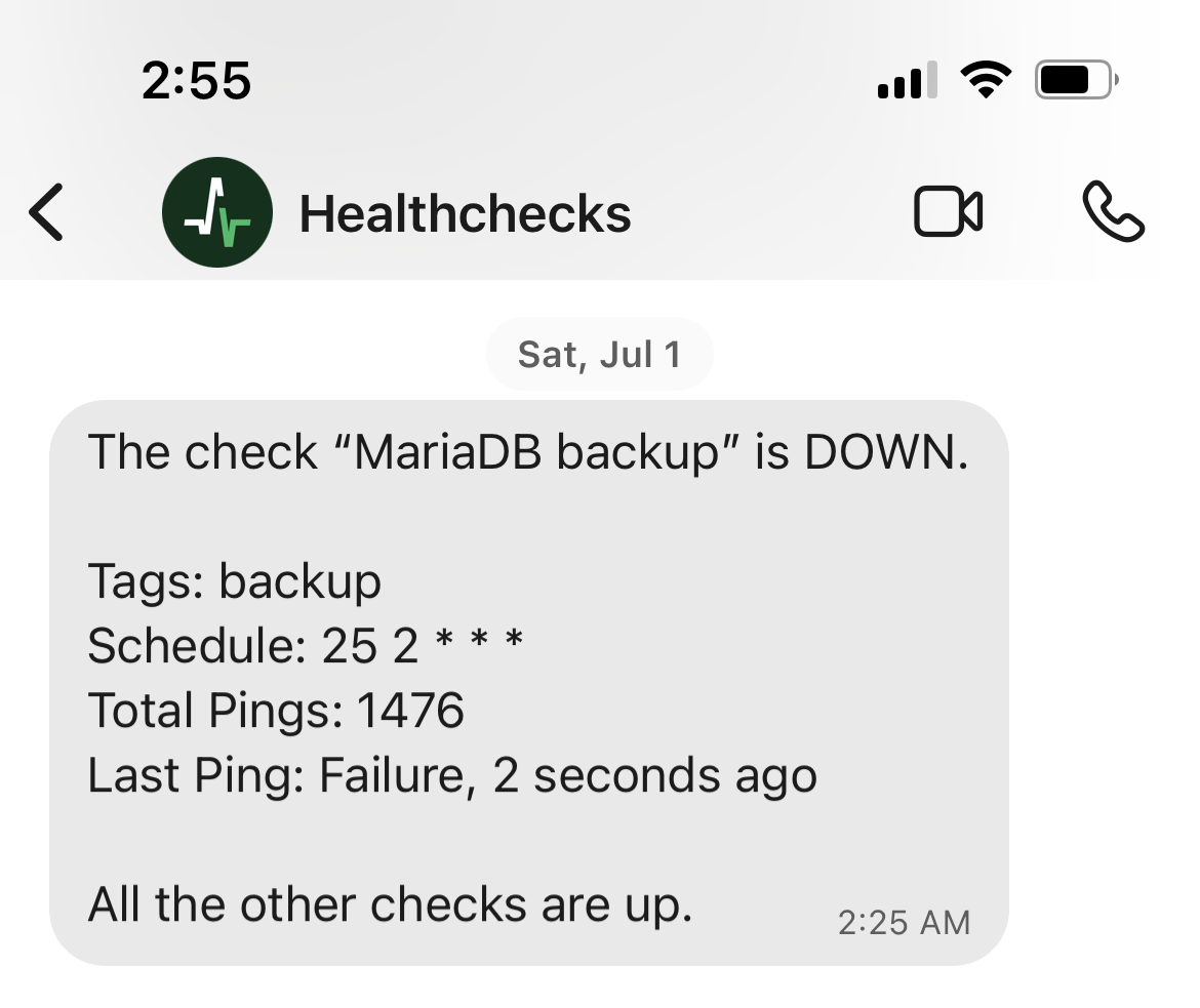 Alert from Healthchecks.io